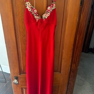 Hello Molly Red Floral Embroidered Maxi Dress